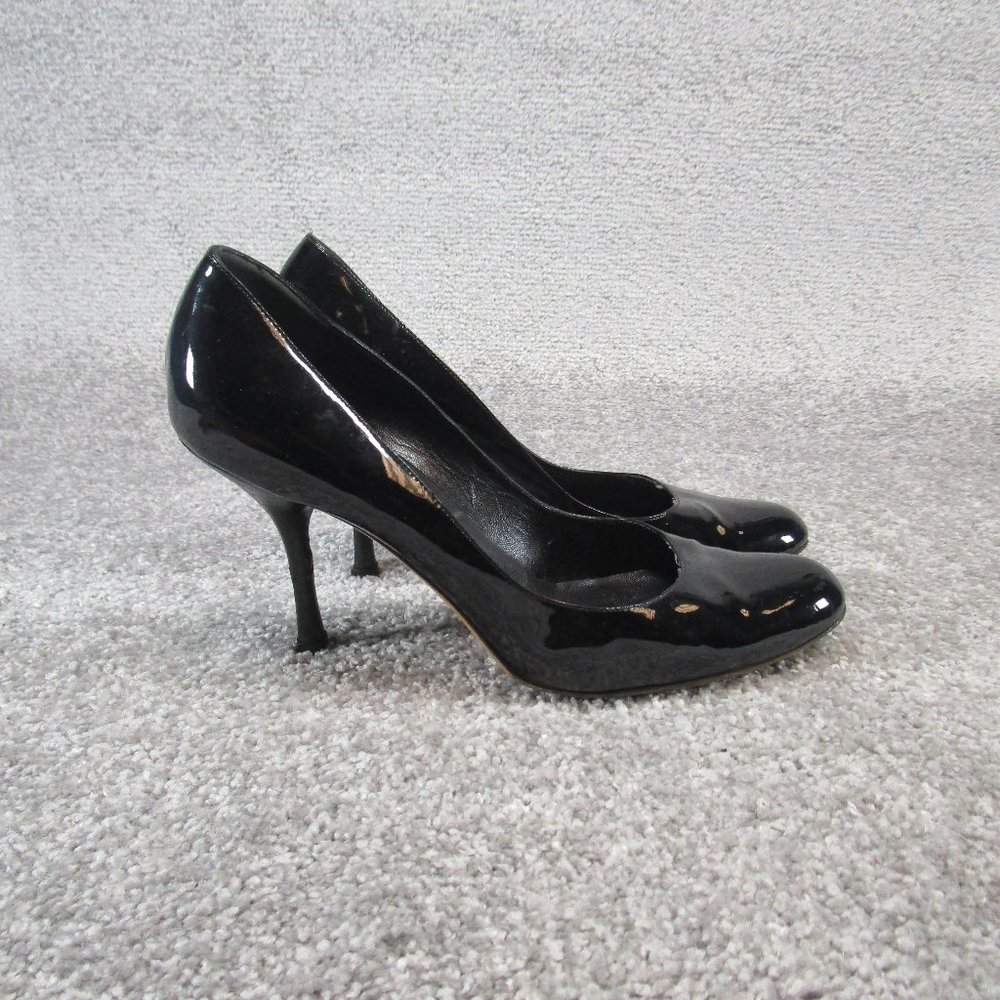 Gucci Heels Womens 8.5 B Black Patent Leather Closed Toe *Read